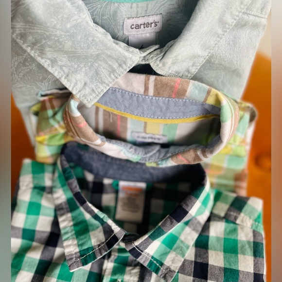 Boys Button Up Shirts, 3 SHIRT BUNDLE, All Size 5, 2 long & 1 Short Sleeve, NICE - Picture 3 of 11